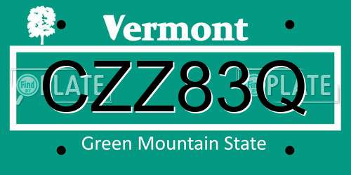 CZZ83Q Vermont License Plate