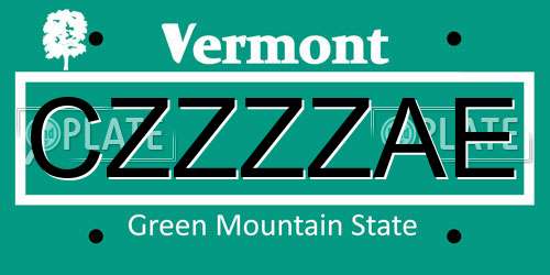 CZZZZAE Vermont License Plate