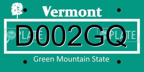 D002GQ Vermont License Plate