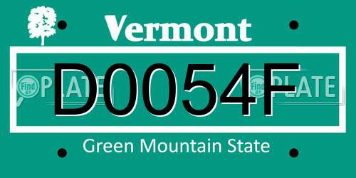 D0054F Vermont License Plate