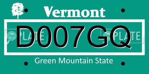 D007GQ Vermont License Plate