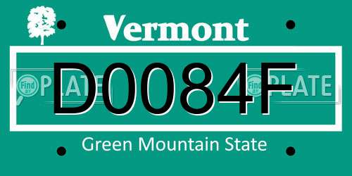 D0084F Vermont License Plate