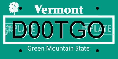 D00TGO Vermont License Plate