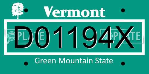 D01194X Vermont License Plate