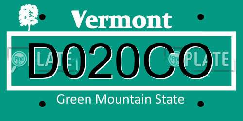 D020CO Vermont License Plate