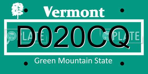 D020CQ Vermont License Plate