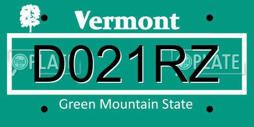 D021RZ Vermont License Plate