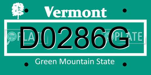 D0286G Vermont License Plate