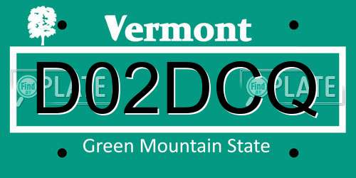 D02DCQ Vermont License Plate