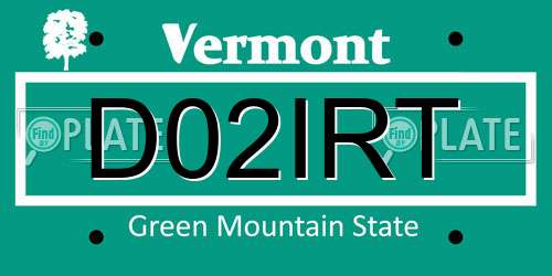 D02IRT Vermont License Plate