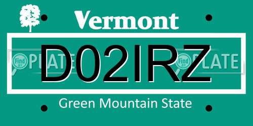 D02IRZ Vermont License Plate