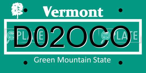 D02OCO Vermont License Plate