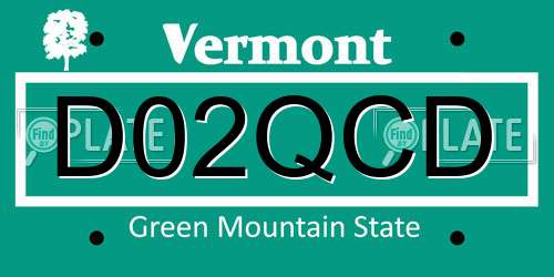 D02QCD Vermont License Plate
