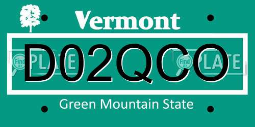 D02QCO Vermont License Plate
