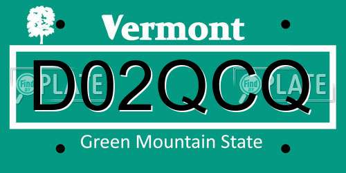 D02QCQ Vermont License Plate