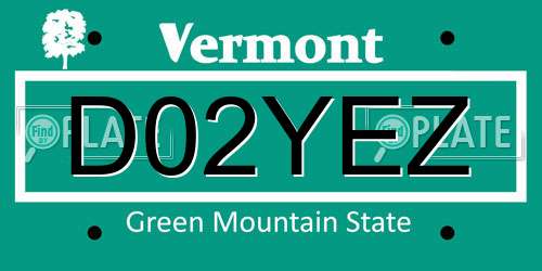 D02YEZ Vermont License Plate