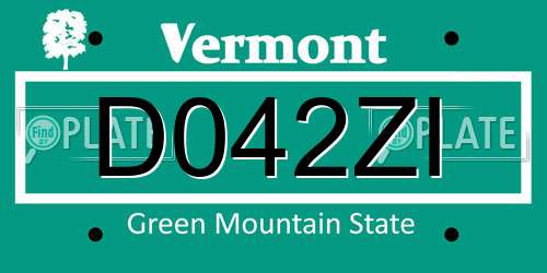 D042ZI Vermont License Plate