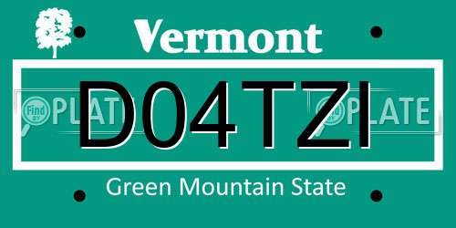 D04TZI Vermont License Plate