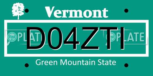 D04ZTI Vermont License Plate