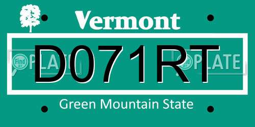 D071RT Vermont License Plate