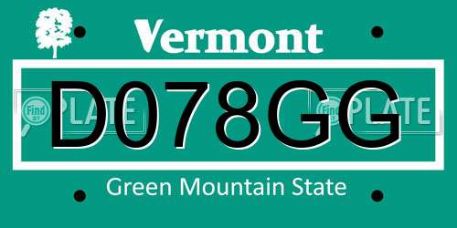 D078GG Vermont License Plate