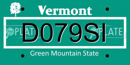 D079SI Vermont License Plate
