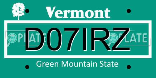 D07IRZ Vermont License Plate