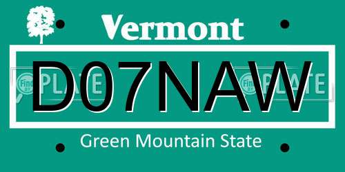 D07NAW Vermont License Plate