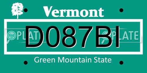 D087BI Vermont License Plate