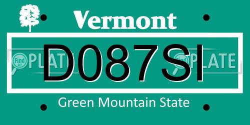 D087SI Vermont License Plate
