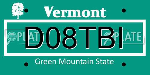 D08TBI Vermont License Plate