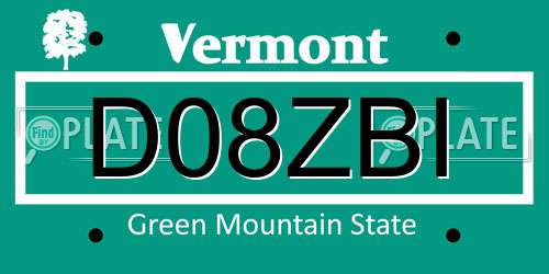D08ZBI Vermont License Plate