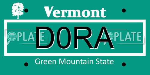 D0RA Vermont License Plate