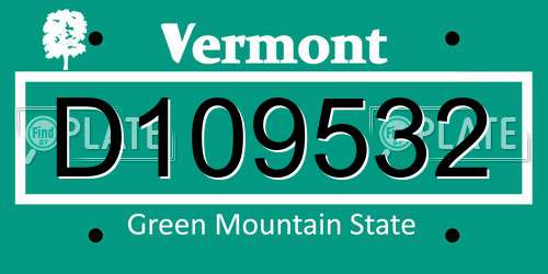 D109532 Vermont License Plate