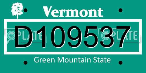 D109537 Vermont License Plate