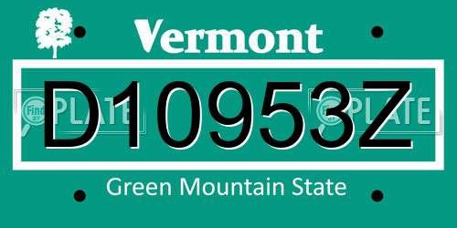 D10953Z Vermont License Plate