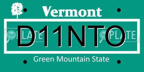 D11NTO Vermont License Plate