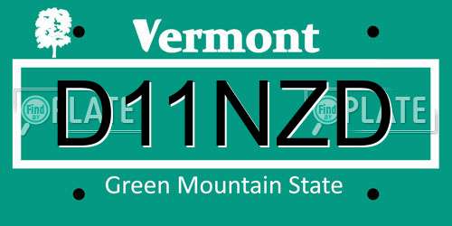 D11NZD Vermont License Plate