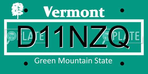 D11NZQ Vermont License Plate