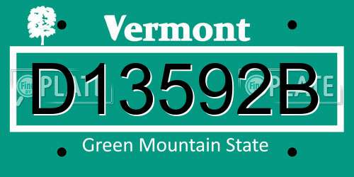 D13592B Vermont License Plate