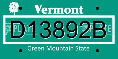 D13892B Vermont License Plate
