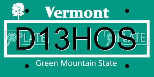 D13HOS Vermont License Plate