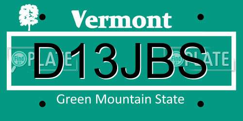 D13JBS Vermont License Plate