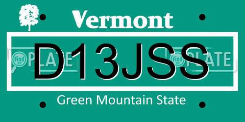 D13JSS Vermont License Plate