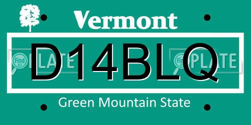 D14BLQ Vermont License Plate