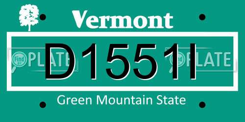 D1551I Vermont License Plate