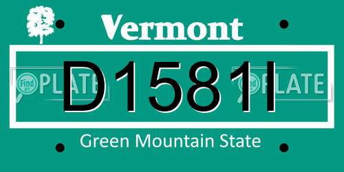 D1581I Vermont License Plate