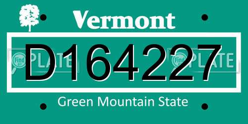 D164227 Vermont License Plate