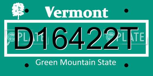 D16422T Vermont License Plate
