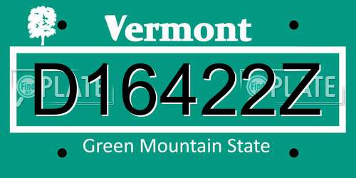 D16422Z Vermont License Plate